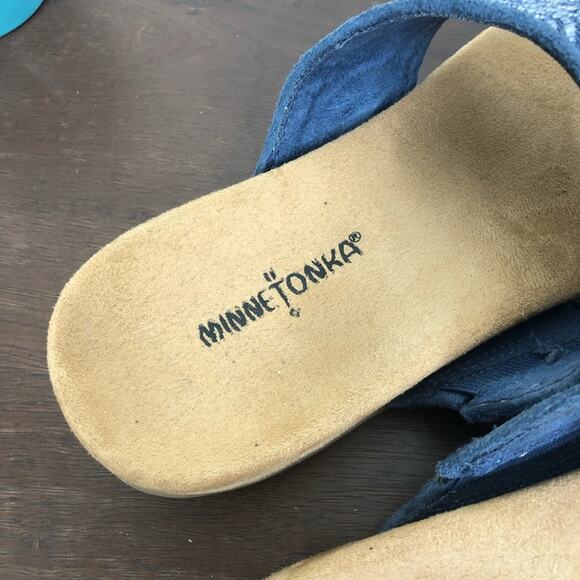 Minnetonka Mara Blue Woven Comfort Thong Sandals Women's Size 8 - Picture 4 of 7